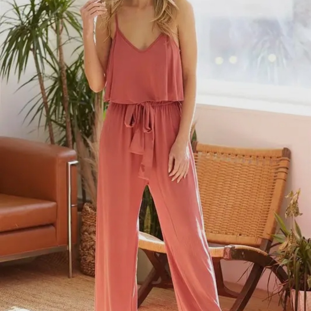 Chic Coral Sleeveless Jumpsuit